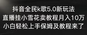 抖音全民k歌5.0新玩法，直播挂小雪花卖教程月入10万，小白轻松上手，保姆及教程来了【揭秘】-学习资源库