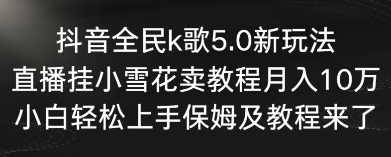 抖音全民k歌5.0新玩法，直播挂小雪花卖教程月入10万，小白轻松上手，保姆及教程来了【揭秘】-学习资源库