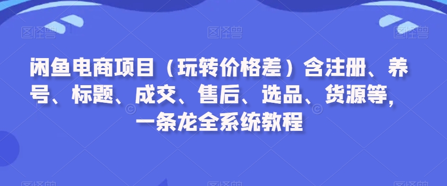闲鱼电商项目（玩转价格差）含注册、养号、标题、成交、售后、选品、货源等，一条龙全系统教程-学习资源库