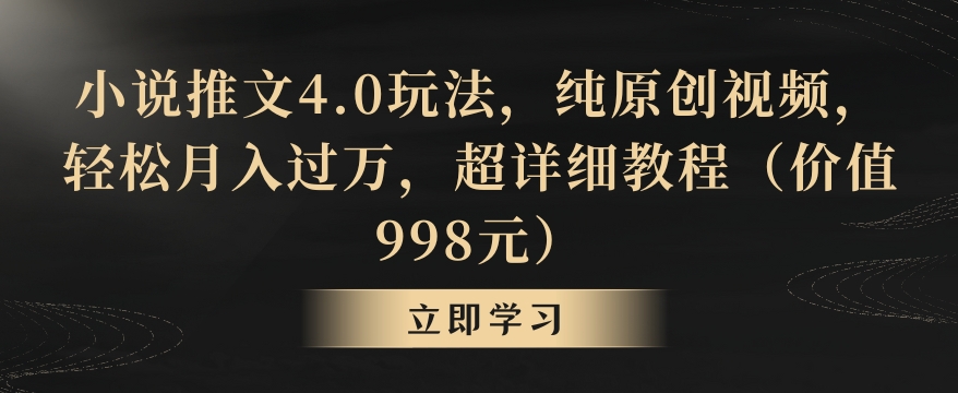 小说推文4.0玩法，纯原创视频，轻松月入过万，超详细教程（价值998元）【揭秘】-学习资源库
