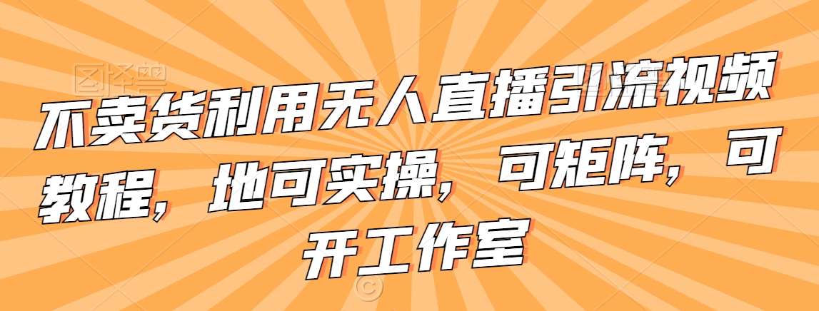 不卖货利用无人直播引流视频教程，地可实操，可矩阵，可开工作室【揭秘】-学习资源库