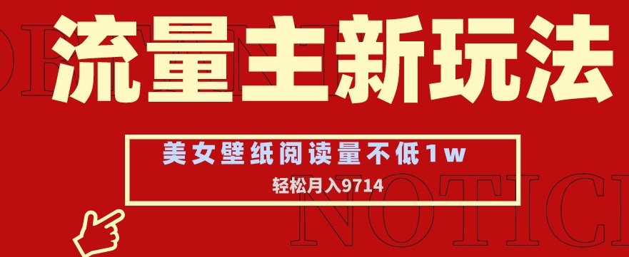 流量主新玩法，美女壁纸和头像，阅读量不低于1w，月入9741【揭秘】-学习资源库