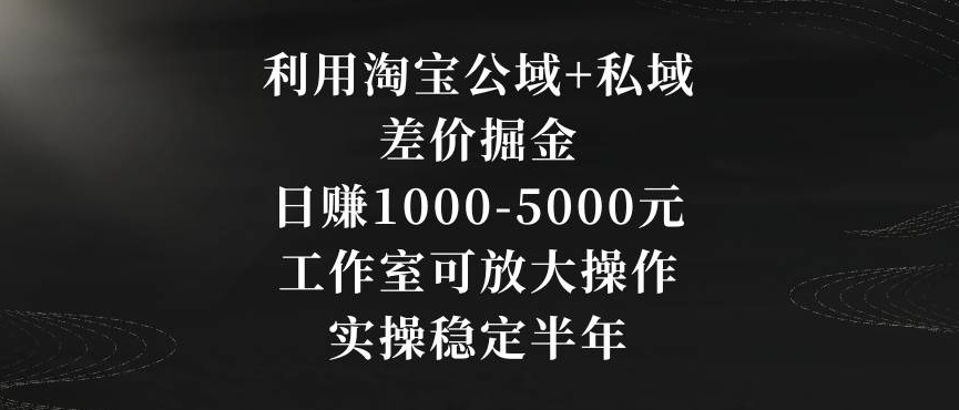 利用淘宝公域+私域差价掘金，日赚1000-5000元，工作室可放大操作，实操稳定半年【揭秘】-学习资源库