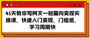 41天教你写网文—短篇向变现实操课,快速入门变现,门槛低,学习周期快-学习资源库