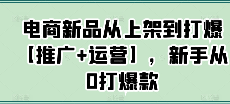 电商新品从上架到打爆【推广+运营】，新手从0打爆款-学习资源库