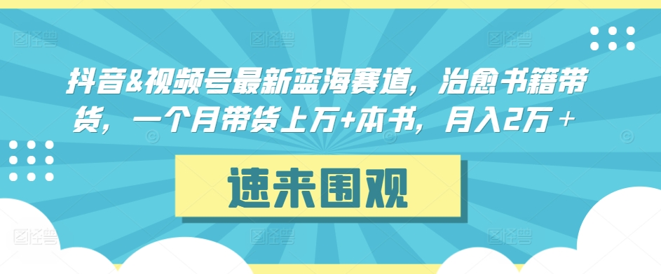 抖音&视频号最新蓝海赛道，治愈书籍带货，一个月带货上万+本书，月入2万＋【揭秘】-学习资源库