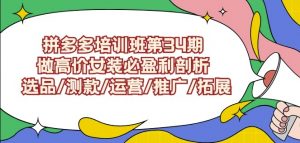 拼多多培训班第34期:做高价女装必盈利剖析选品/测款/运营/推广/拓展-学习资源库