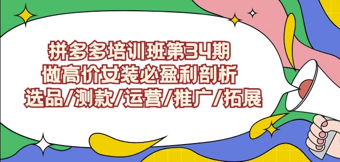拼多多培训班第34期：做高价女装必盈利剖析选品/测款/运营/推广/拓展-学习资源库