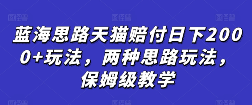 蓝海思路天猫赔付日下2000+玩法，两种思路玩法，保姆级教学【仅揭秘】-学习资源库