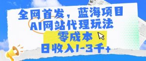 全网首发,蓝海项目,AI网站代理玩法,零成本日收入1-3千+【揭秘】-学习资源库