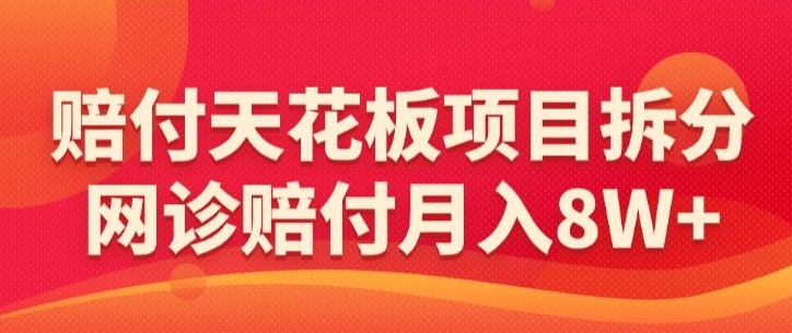 赔付天花板项目拆分，网诊赔付月入8W+-【仅揭秘】-学习资源库
