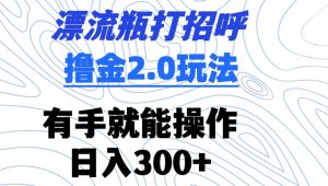 漂流瓶打招呼撸金2.0玩法,有手就能做,日入300+【揭秘】-学习资源库
