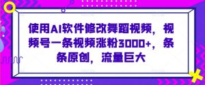 使用AI软件修改舞蹈视频,视频号一条视频涨粉3000+,条条原创,流量巨大【揭秘】-学习资源库