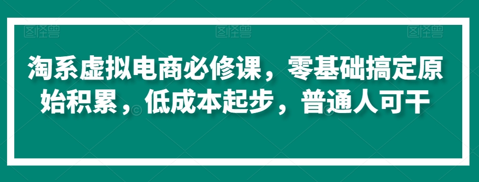 淘系虚拟电商必修课，零基础搞定原始积累，低成本起步，普通人可干-学习资源库