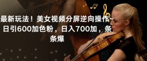最新玩法!美女视频分屏逆向操作~日引600加色粉,日入700加,条条爆【揭秘】-学习资源库