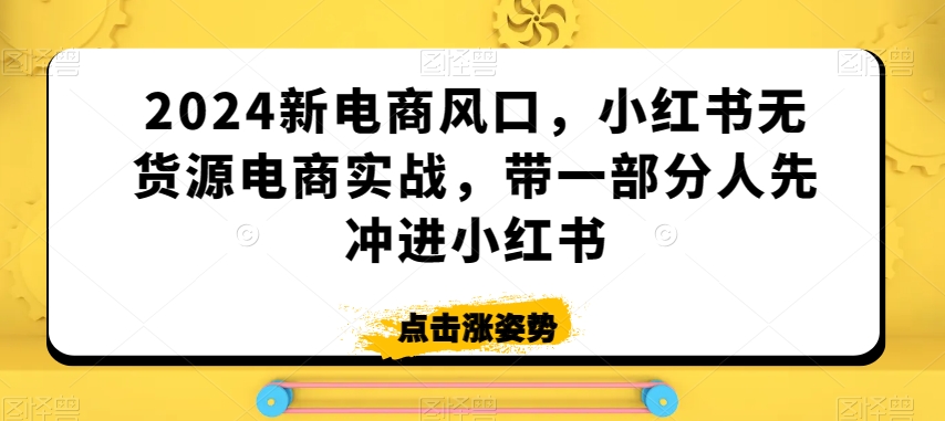 2024新电商风口，小红书无货源电商实战，带一部分人先冲进小红书-学习资源库