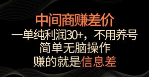 中间商赚差价,一单纯利润30+,简单无脑操作,赚的就是信息差,轻轻松松日入1000+【揭秘】-学习资源库