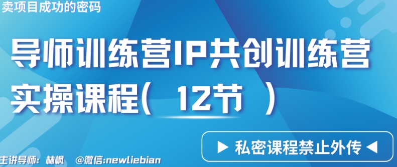 导师训练营3.0IP共创训练营私密实操课程（12节）-卖项目的密码成功秘诀【揭秘】-学习资源库