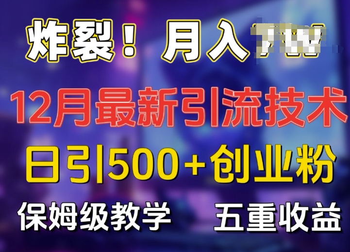 炸裂!揭秘12月最新日引流500+精准创业粉，多重收益保姆级教学-学习资源库
