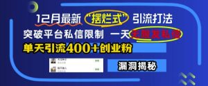 12月最新“摆烂式”引流打法,突破平台私信限制,一天无限发私信,单天引流400+创业粉-学习资源库