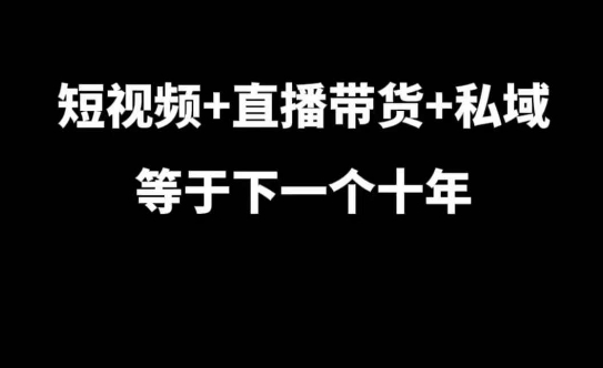 短视频+直播带货+私域等于下一个十年，大佬7年实战经验总结-学习资源库