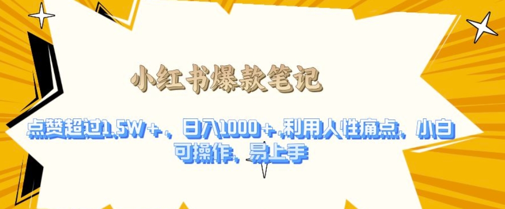 利用人性的痛点，打造爆款笔记，获得点赞超过1.5W+，日入1k【揭秘】-学习资源库