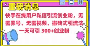 快手最新引流创业粉方法,无需养号、无需视频、搬砖式引流法【揭秘】-学习资源库