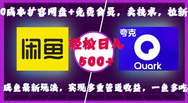 0成本扩容网盘+免费会员，卖技术，拉新，咸鱼最新玩法，实现多重管道收益，一鱼多吃，轻松日入500+-学习资源库