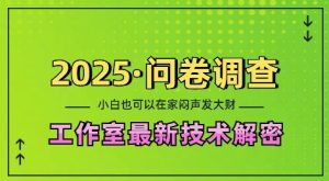 2025问卷调查最新工作室技术解密:一个人在家也可以闷声发大财,小白一天2张,可矩阵放大【揭秘】-学习资源库