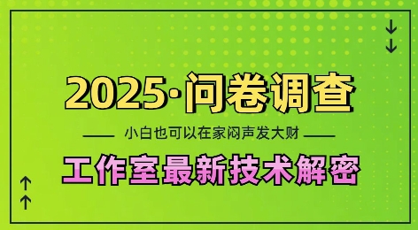 2025问卷调查最新工作室技术解密：一个人在家也可以闷声发大财，小白一天2张，可矩阵放大【揭秘】-学习资源库