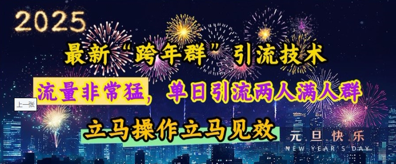 最新“跨年群”引流，流量非常猛，单日引流两人满人群，立马操作立马见效【揭秘】-学习资源库