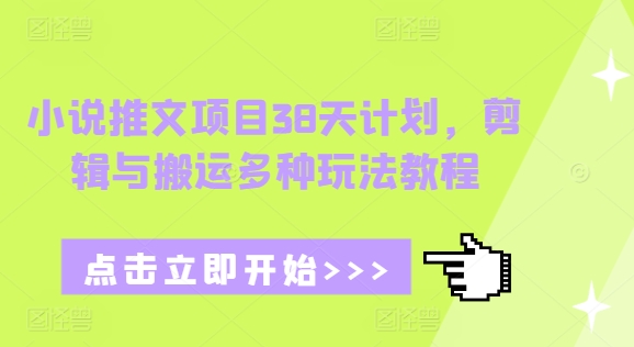 小说推文项目38天计划，剪辑与搬运多种玩法教程-学习资源库