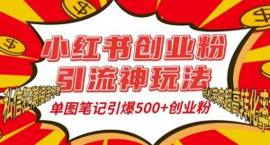 小红书创业粉引流神玩法,单图笔记引爆500+精准创业粉丝,私信狂潮接连不断-学习资源库