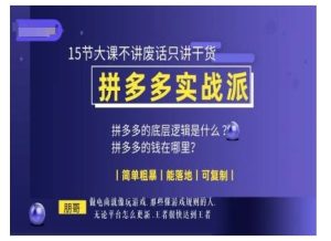 朋哥电商(拼多多实战派),15节大课不讲废话只讲干货,简单粗暴 能落地 可复制-学习资源库