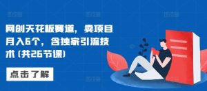 网创天花板赛道,卖项目月入6个,含独家引流技术(共26节课)-学习资源库