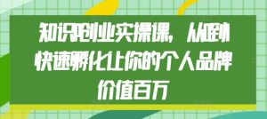 知识IP创业实操课,从0到1快速孵化让你的个人品牌价值百万-学习资源库