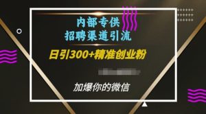 内部招聘渠道日引流300+创业粉,加爆你的微信【揭秘】-学习资源库