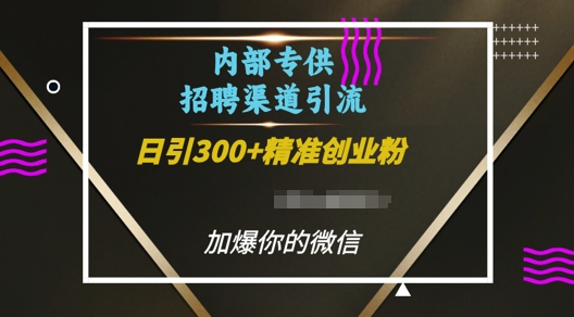 内部招聘渠道日引流300+创业粉，加爆你的微信【揭秘】-学习资源库