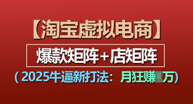 淘宝虚拟电商，2025牛逼新打法：爆款矩阵+店矩阵，月入过万-学习资源库