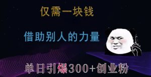 仅需一块钱,借助别人的力量,单日引爆300+创业粉、兼职粉【揭秘】-学习资源库