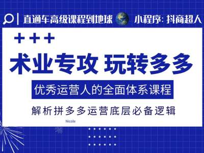 术业专攻玩转多多，优秀运营人的全面体系课程，解析拼多多运营底层必备逻辑-学习资源库