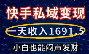 一天收入1691.5，快手私域变现，小白也能闷声发财-学习资源库