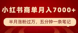 小红书商单最新玩法,半个月涨粉过万,五分钟一条笔记,月入7000+-学习资源库