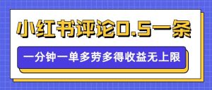 小红书留言评论，0.5元1条，一分钟一单，多劳多得，收益无上限-学习资源库