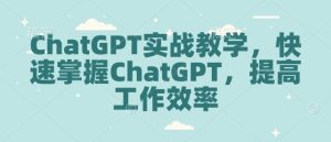 ChatGPT实战教学,快速掌握ChatGPT,提高工作效率-学习资源库