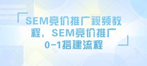 SEM竞价推广视频教程，SEM竞价推广0-1搭建流程-学习资源库
