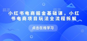 小红书电商掘金课,小红书电商项目玩法全流程拆解-学习资源库