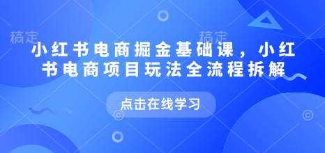 小红书电商掘金课，小红书电商项目玩法全流程拆解-学习资源库