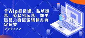个人ip打造课,私域运营,公众号运营,知乎运营,底层逻辑和方向定位等-学习资源库