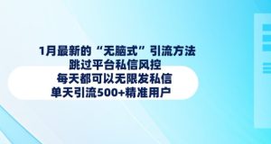 1月最新的无脑式引流方法,跳过平台私信风控,每天都可以无限发私信,单天引流500+精准用户-学习资源库